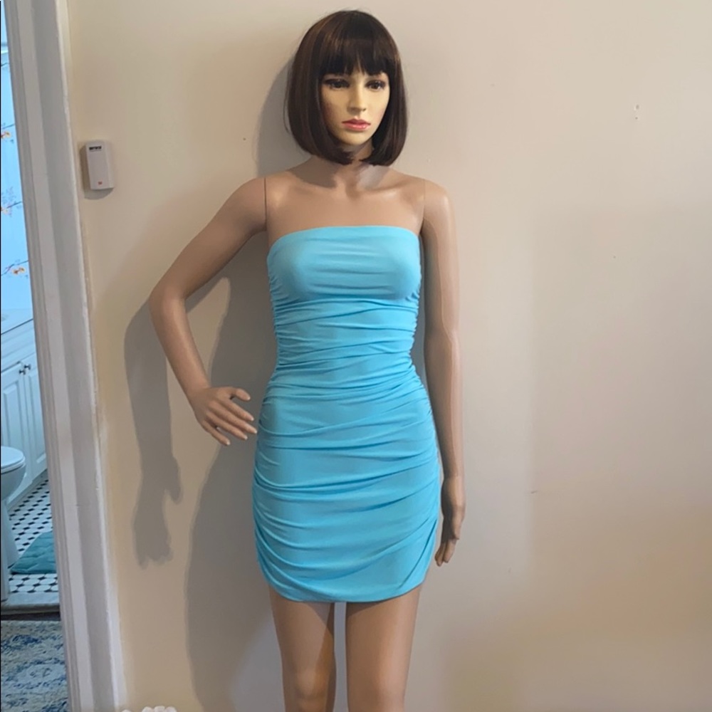 Light blue crunched dress
